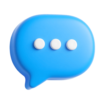 A blue chat bubble with three dots isolated on transparent background png