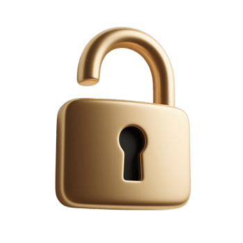 An open golden padlock isolated on transparent background symbolizes freedom png