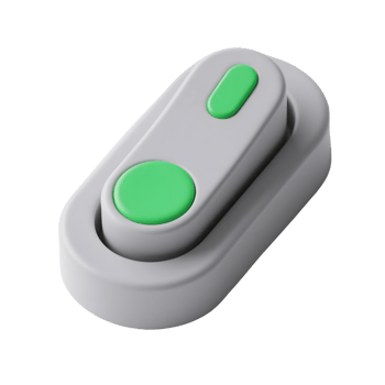 A gray toggle switch with green buttons isolated on transparent background png