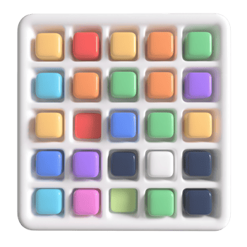 A grid of colorful square buttons isolated on transparent background png