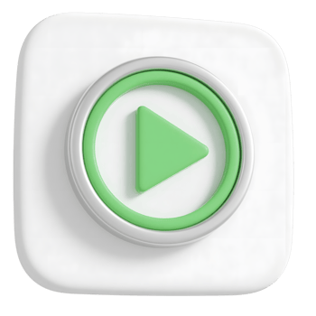 A green play button with a circular frame isolated on transparent background png