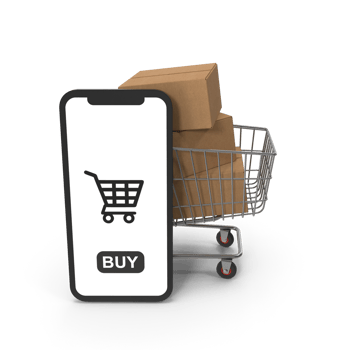 Online Shopping Mobile, Ecommerce Delivery, 3D Render , transparent background, png