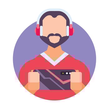 Gamer icon with colorful. tournament, event game. Stock Illustration vector