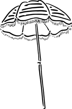 Whimsical Beach Umbrella Sketch for Travel Packaging vector