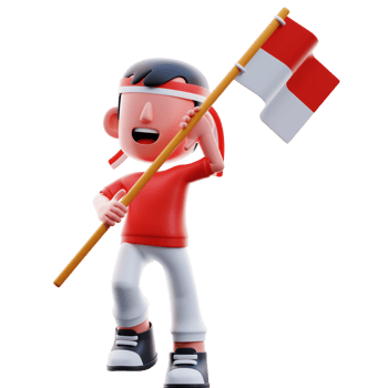 Running with Indonesian Flag 3D Illustration png