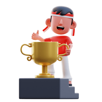 Kid Winner Independence Pose 3D Illustration png