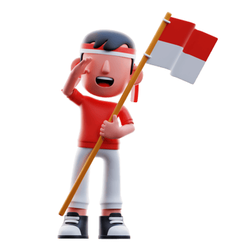 Respectful Kid Carrying Flag 3D Illustration png