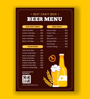 International Beer Day Menu Promotion Design with Flat Cartoon Beer Background vector