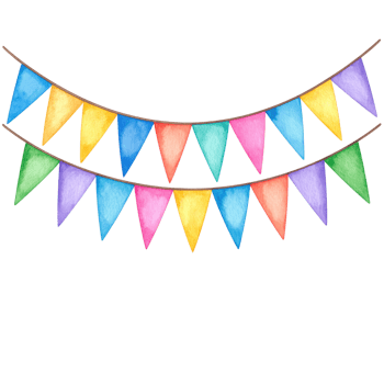 Watercolor party garland isolated on transparent background. Celebration, festive and decoration concepts. png