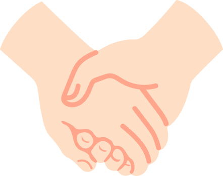 A hand holding another hand in a flat style png