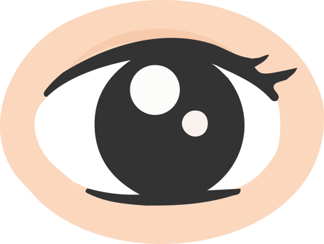 An eye with a black pupil and white iris png