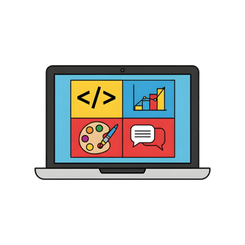 Colorful laptop screen displaying applications png
