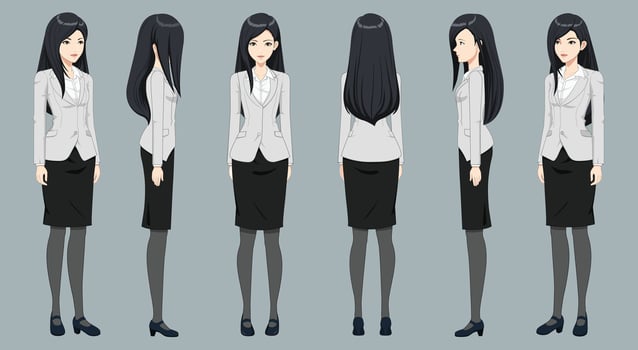 Businesswoman character in elegant outfit vector