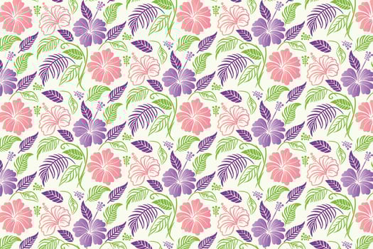 abstract floral pattern with line art rose compositions and repeating leaf doodles perfect for table top fabric, packaging material, and pillow cover designs vector