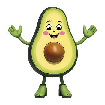 Happy Avocado Character Waving png