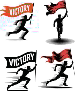 Person Running with Flag Solid Black Silhouette vector