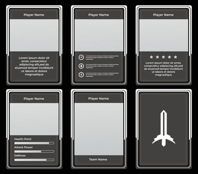 game card border template with classic special forces theme and gray and white colors. for trading cards, cards in games vector