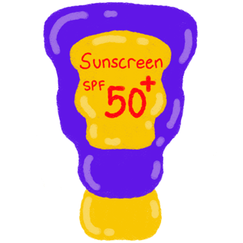 Colorful SPF 50 Sunscreen Bottle Illustration png
