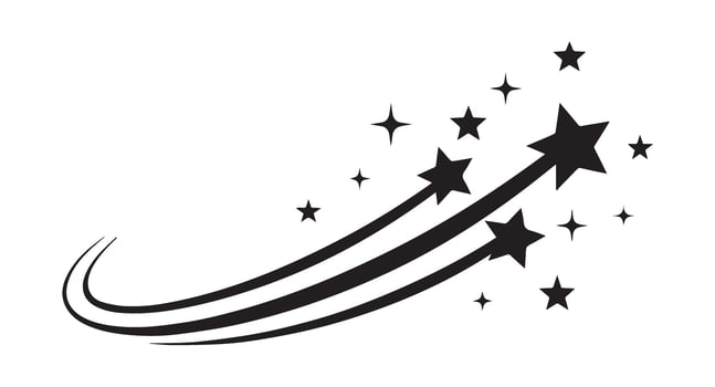 Black Star Trails with Sparkling Twinkles Abstract Design Element stars vector