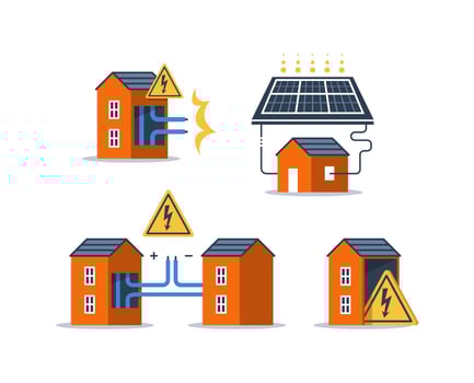 Solar energy illustrations for homes vector