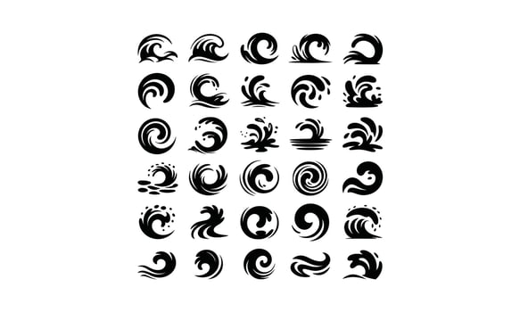 Stylized ocean waves design silhouette vector