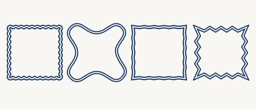 Curved Frame Outline Icon Set. Retro Border Line Contour Symbol. Empty Certificate Card Pattern canvas Silhouette. Felt-tip Stroke Infographic Sign. Handmade Speech Bubble Art Sketch Label Line Art. vector