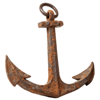 An old rusty metal anchor isolated on transparent background png