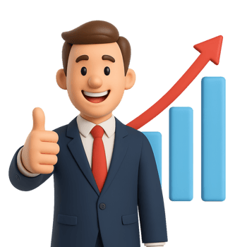 Happy Businessman Giving Thumbs Up with Growth Chart Concept png