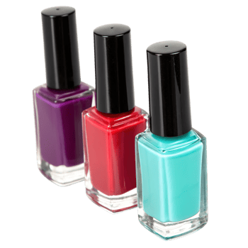 Three nail polish bottles isolated on transparent background png