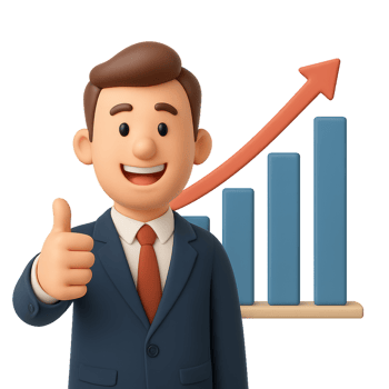 Happy Businessman Giving Thumbs Up with Success Graph Background png