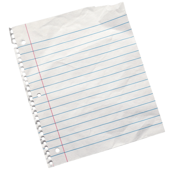 A crumpled sheet of lined notebook paper isolated on transparent background png