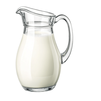 Glass pitcher of fresh white milk isolated on transparent background png