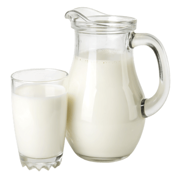 Glass and pitcher of fresh milk isolated on transparent background png