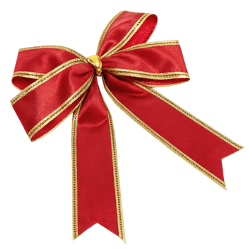 A red and gold ribbon bow isolated on transparent background png