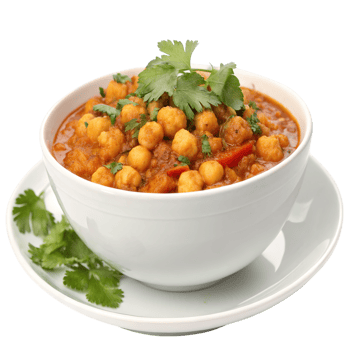 Chickpea curry in a bowl isolated on transparent background png