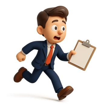 Business Intern Rushing with Clipboard in a Professional Setting png