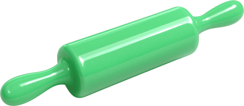 Glossy pastel green rolling pin for baking and kitchen use png
