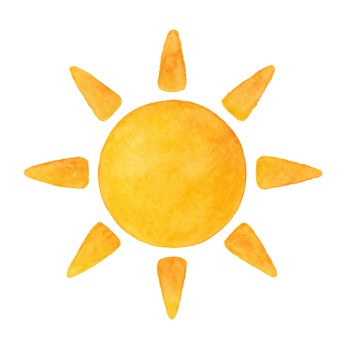Bright Watercolor Sun Icon in Simple Artistic Style png