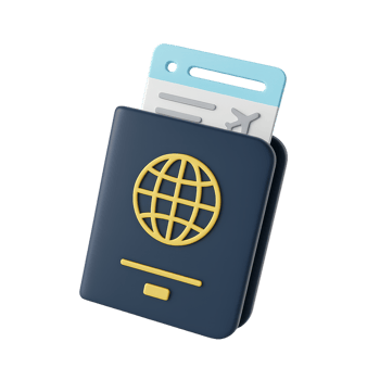 Simple 3D Icon of Passport with Ticket in a Unique Design Style png