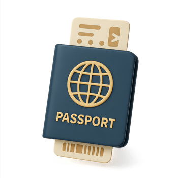 Simple 3D Icon of a Passport with Global Symbol and Credit Cards png