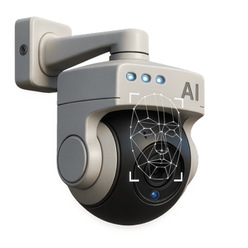 Advanced 3D AI Surveillance Camera with Facial Recognition Technology png