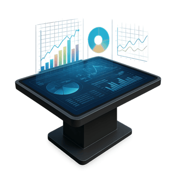 Interactive Holographic Table with Data Visualization and Analytics png