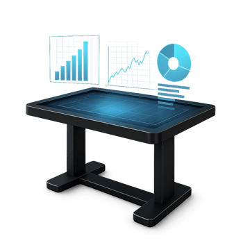 Interactive Holographic Table Design with Data Visualization Features png