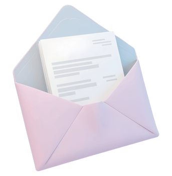 Soft pink envelope contains an important letter, suggesting delightful anticipation png