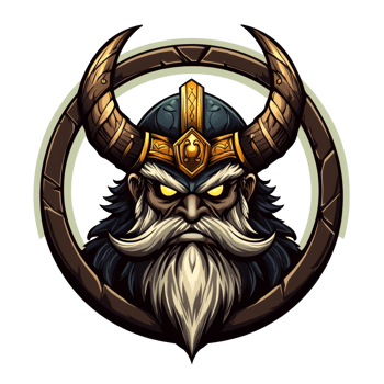 The viking mascot is wearing a helmet and has horns png