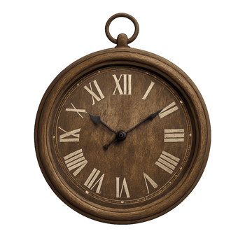 Vintage Wall Clock with Roman Numerals and Rustic Design png