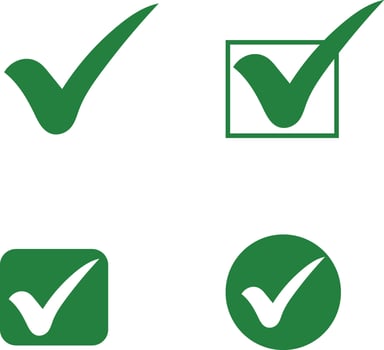 green check mark box, green right tick check list on white background vector