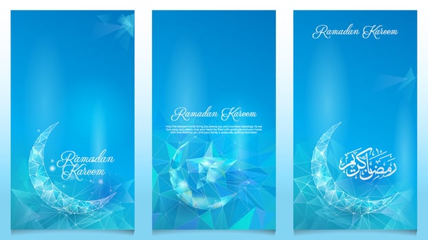 Ramadan Kareem design geometric crescent and star islamic symbol for banner and greeting card vector