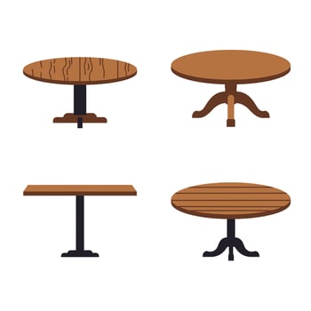 Collection of Decorative Wooden Tables Illustration vector