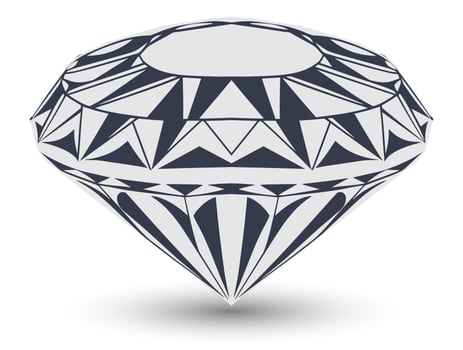 Large cut diamond on white background. illustration vector